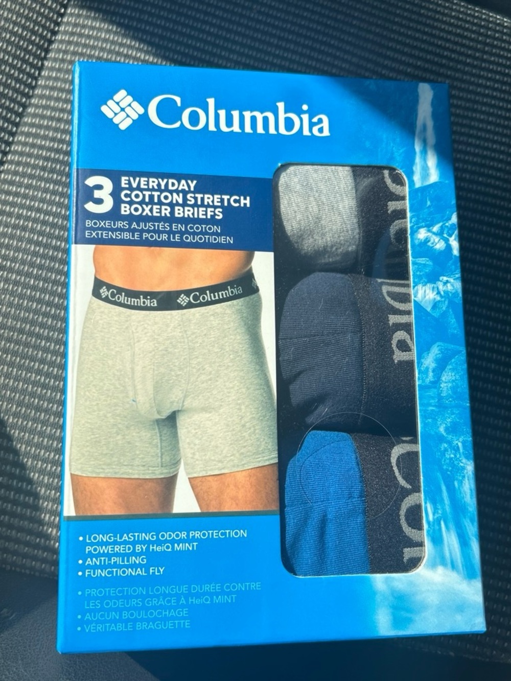 Columbia Men’s Everyday Cotton Stretch Boxer Briefs - Gray/Black/Blue - 3 Pack